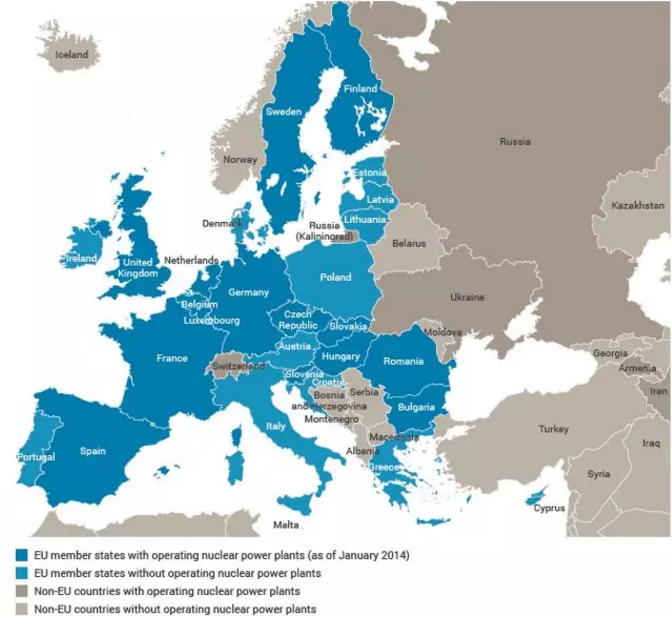 欧洲核电国家分布图